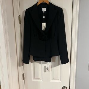 Giorgio Armani Women's Size 6 Elegant Black Gathered Blazer with Floral Accent